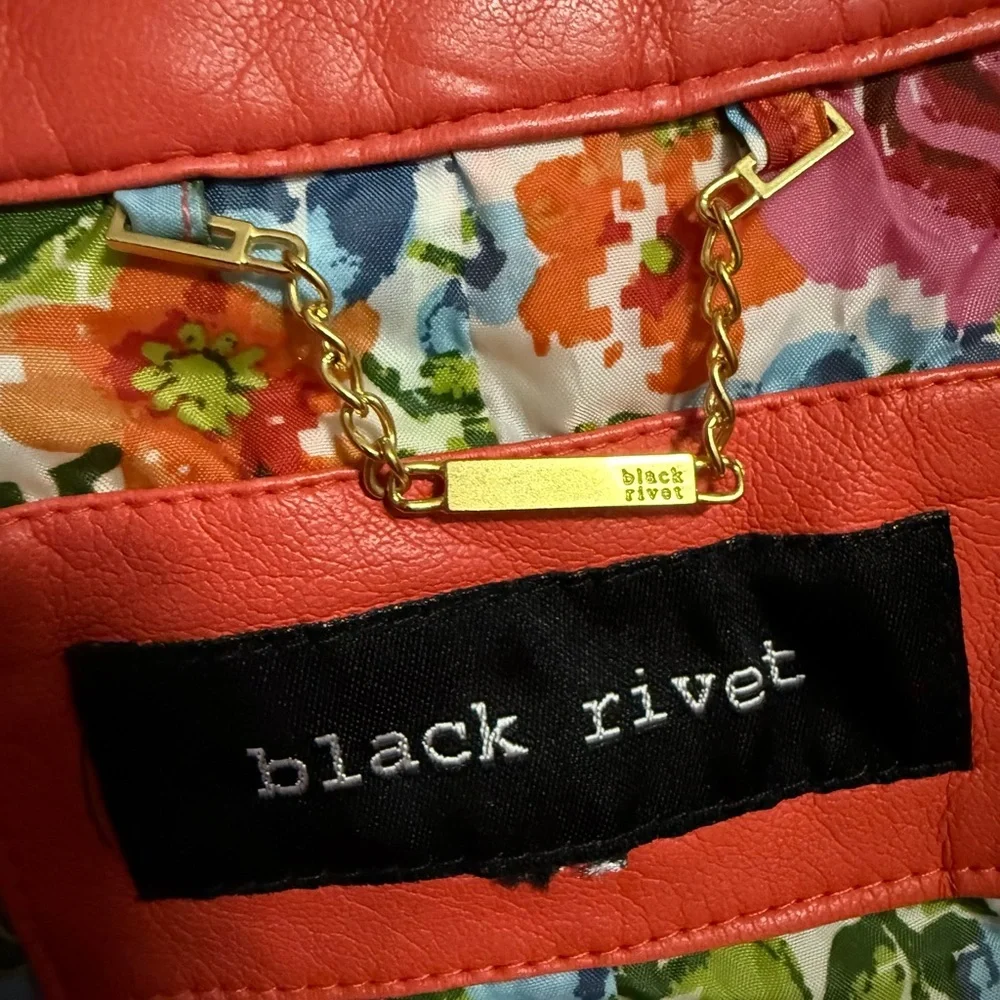 Black Rivet coral/orange Leather Jacket - Picture 4 of 7
